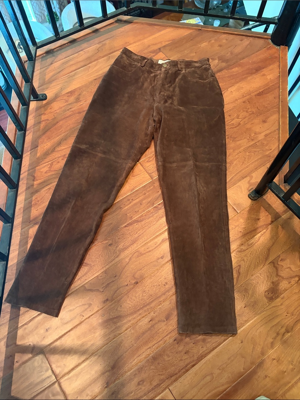 Margaret Godfrey Vintage Brown Suede Leather Straight Leg Pants Size 10